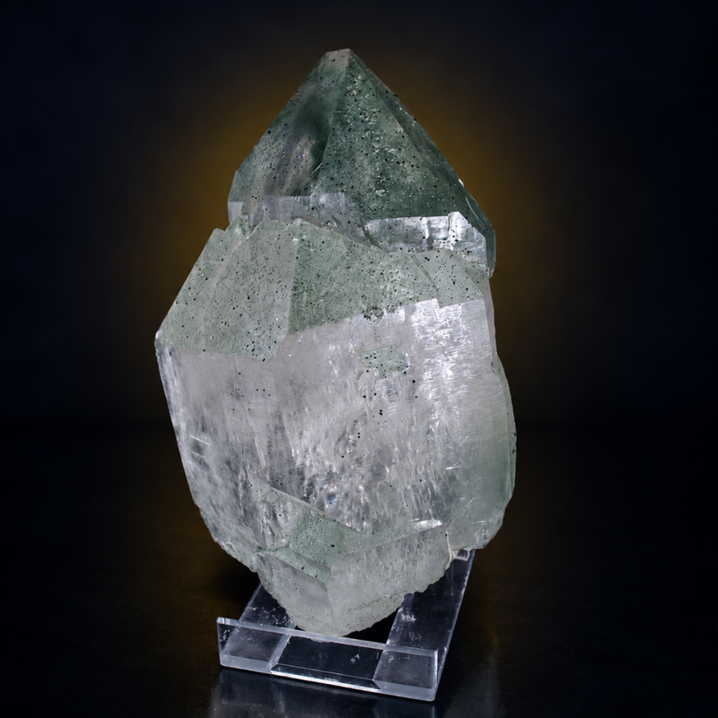 Green Chlorite Himalayan Quartz Prismatic Crystal — India | 1600 g | 22 × 11 × 9 cm