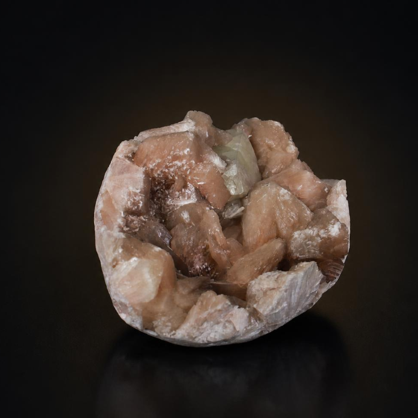 Natural Peach Stilbite with Green Apophyllite on Matrix