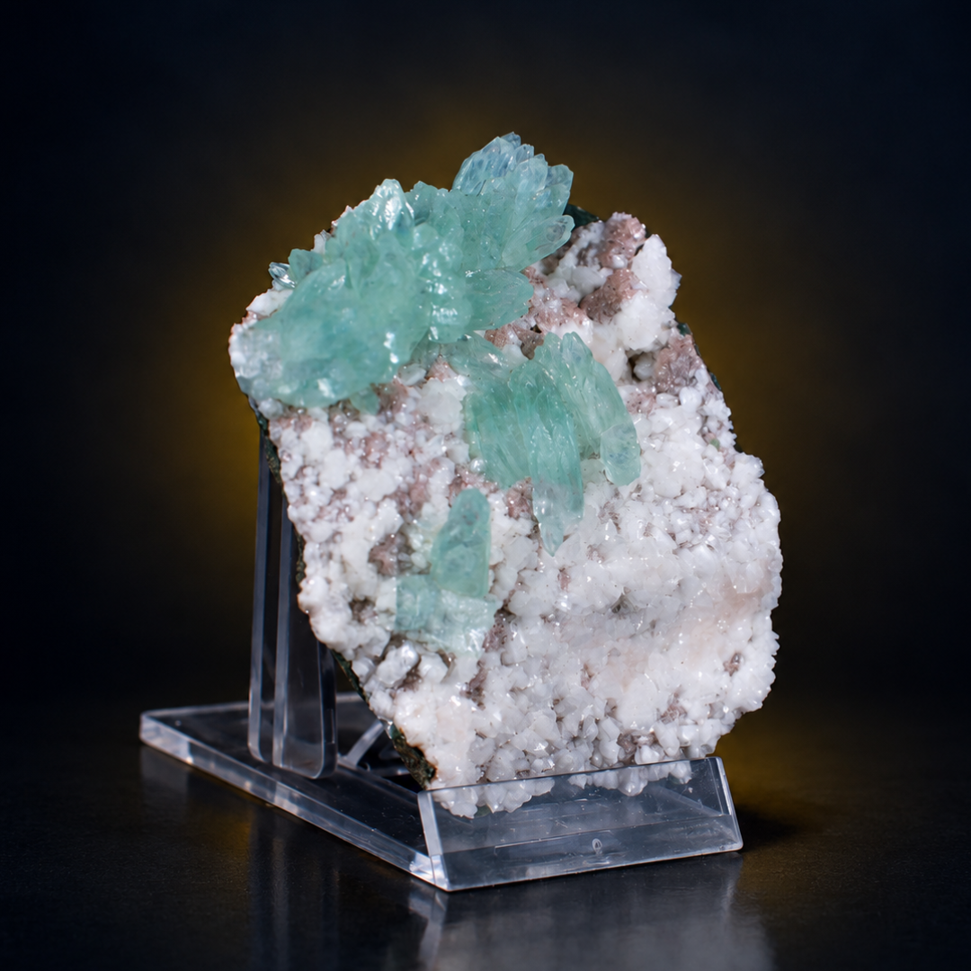Green Apophyllite with Heulandite Matrix · 120 g · 9 × 7 × 4 cm · India