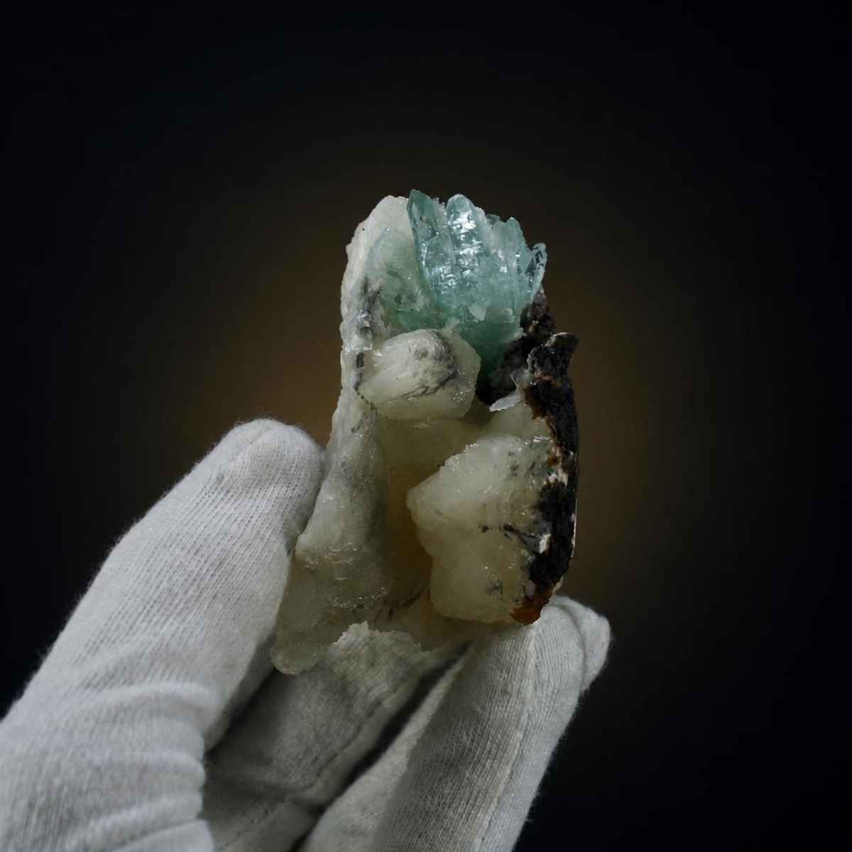 Green Apophyllite with Stilbite on Matrix – Natural Mineral Specimen
