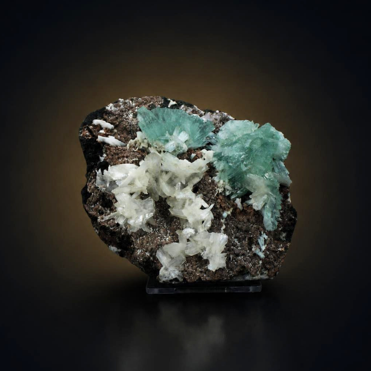 Green Apophyllite with White Stilbite &amp; Heulandite – Natural Mineral Specimen