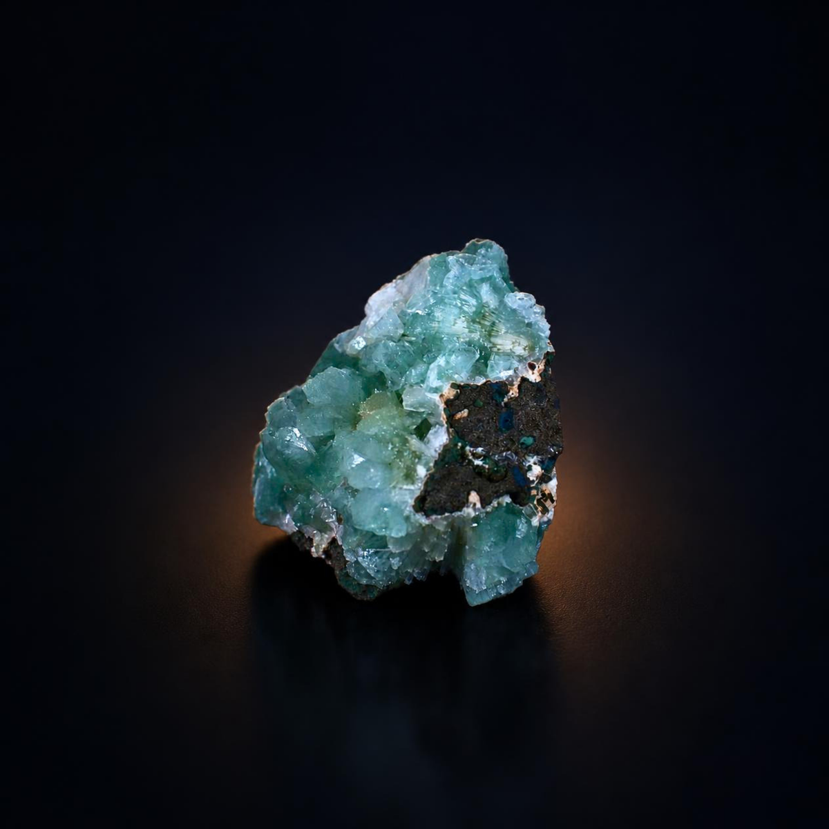 Green Apophyllite Crystal Cluster with White Scolecite India 150 g