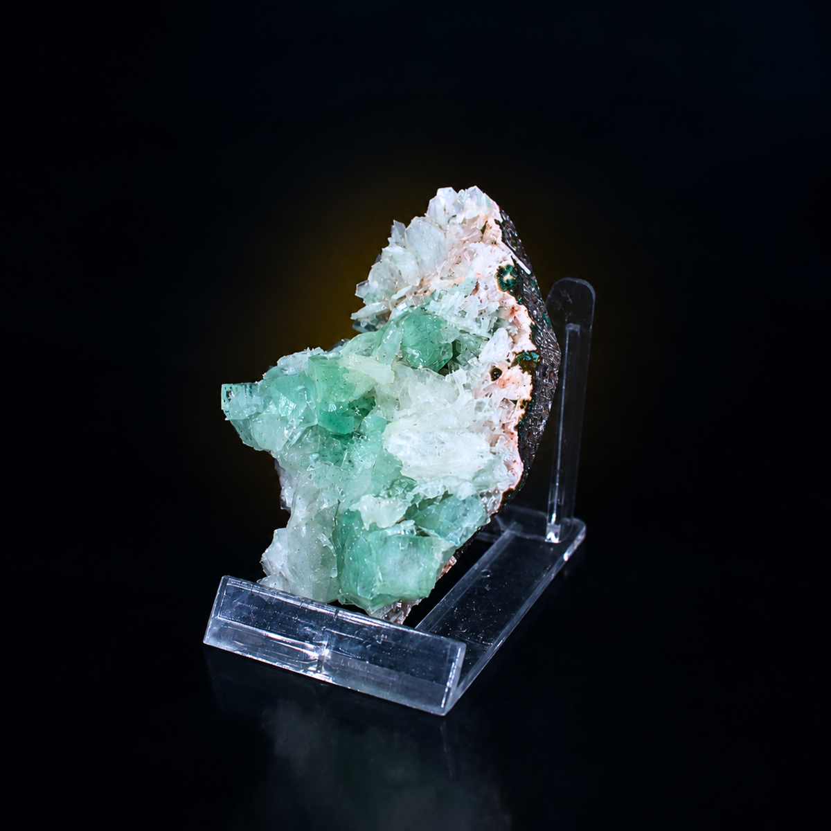 Natural Green Apophyllite with Stilbite on Matrix – 100 g