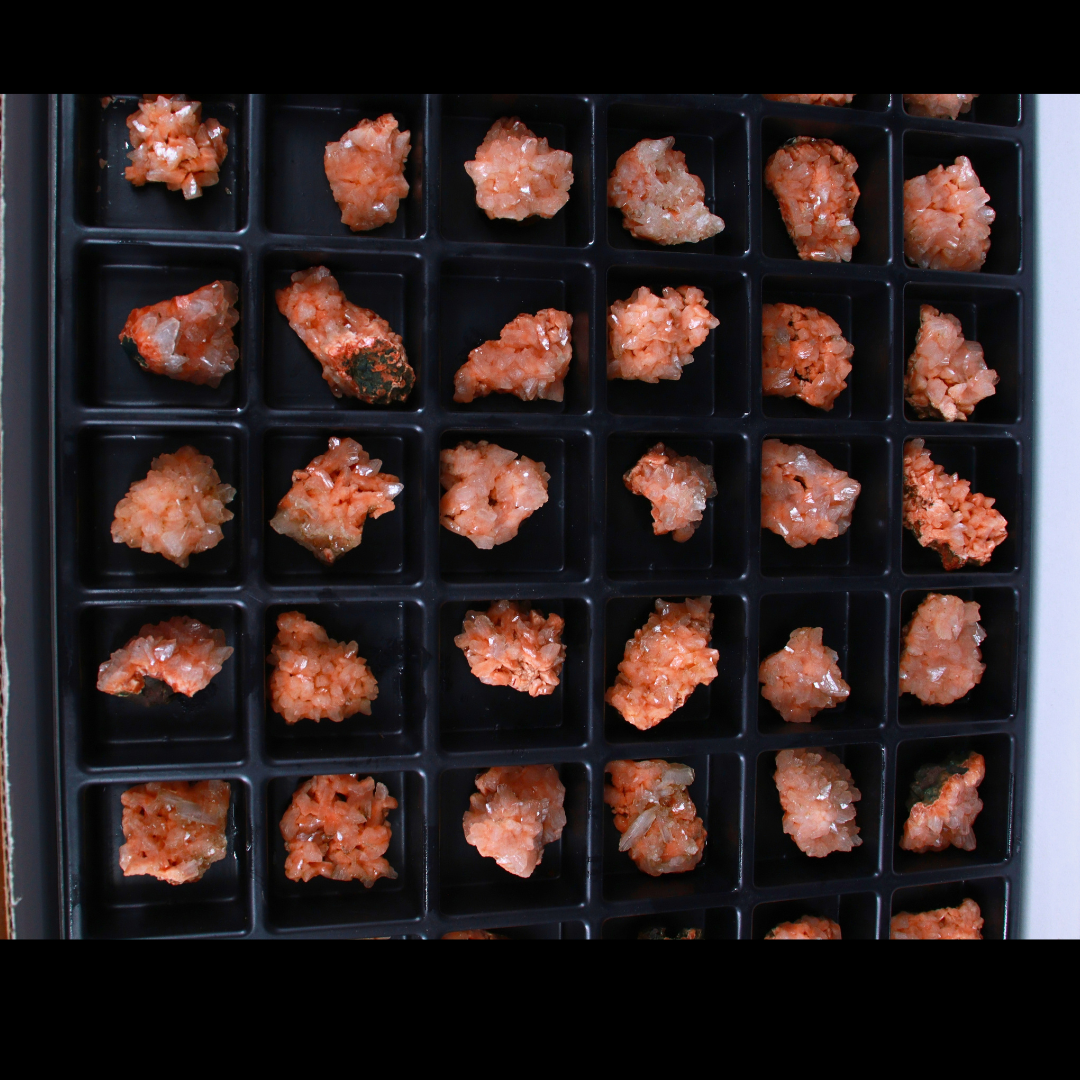 Natural Orange Stilbite with Heulandite Crystal Lot – 54 PCS – Mineral Specimens from India