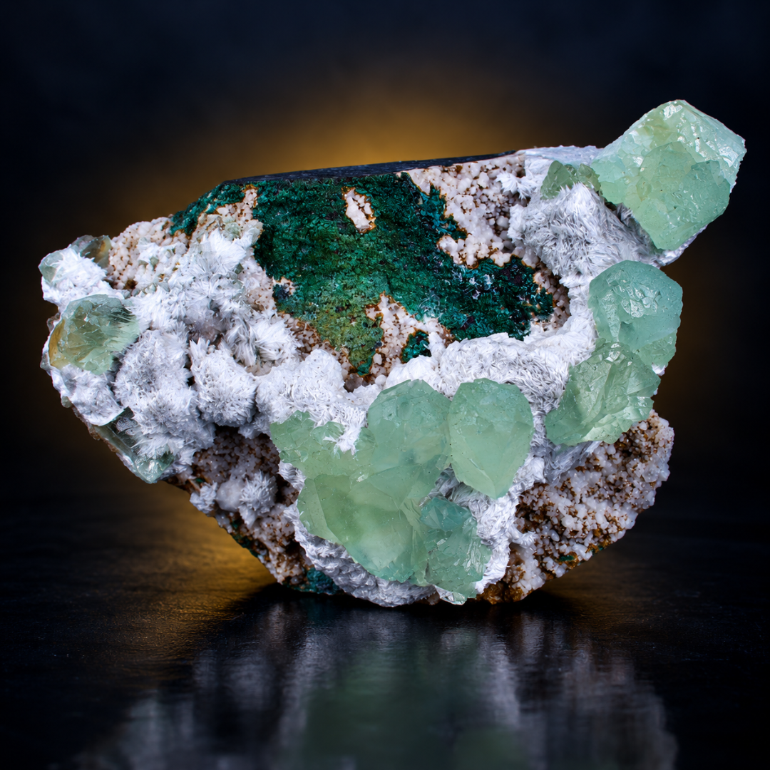 Green Apophyllite on White Matrix – Natural Mineral Specimen