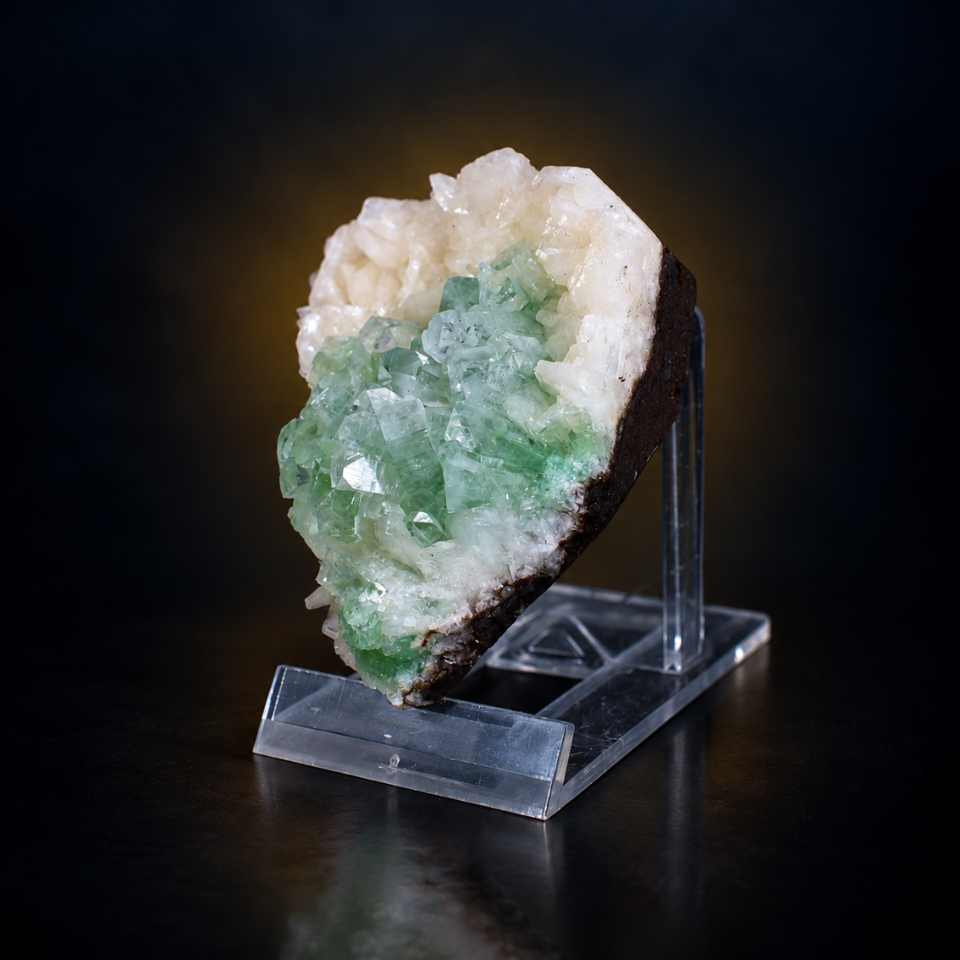 Natural Green Apophyllite with Heulandite Mineral Specimen – 100g