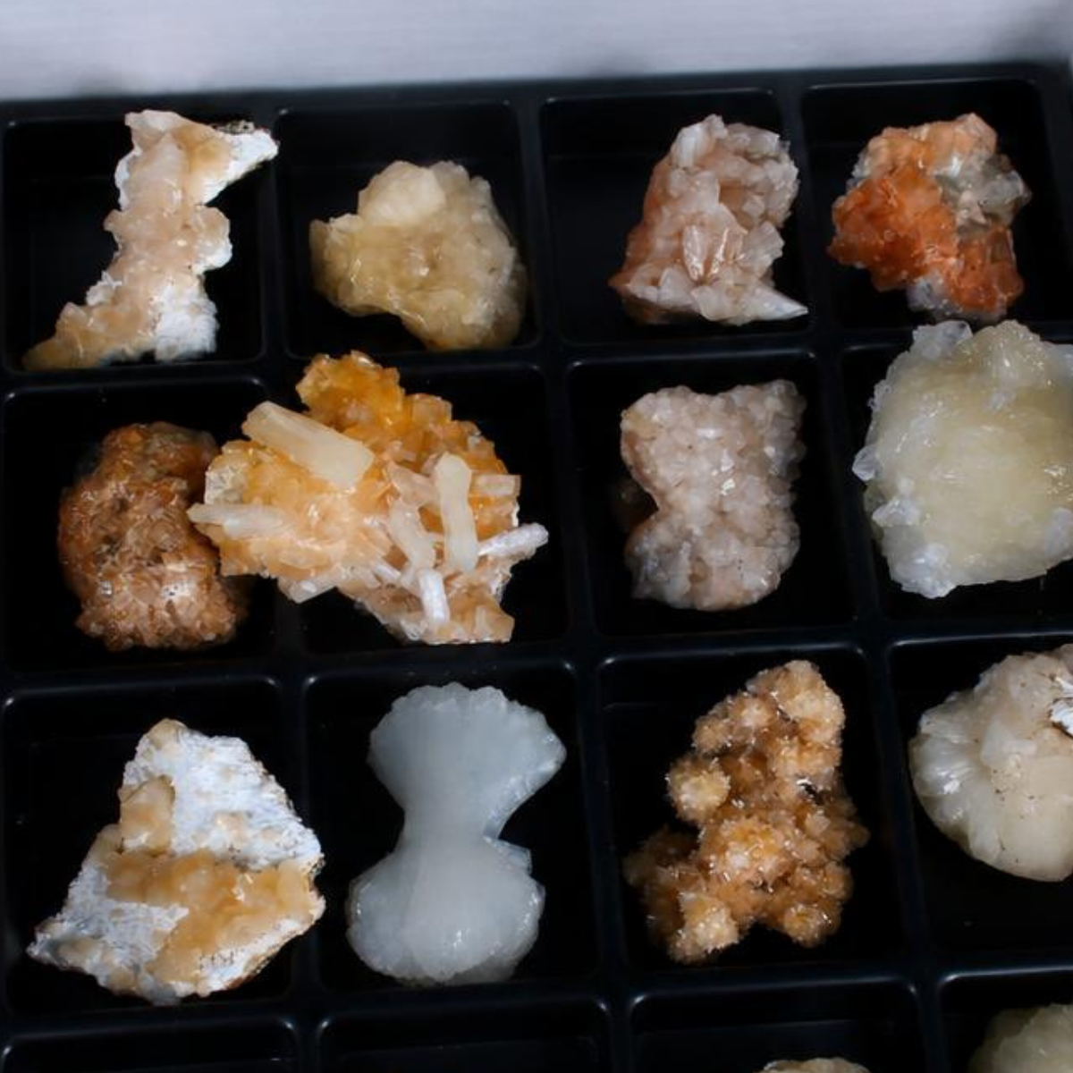 Mixed Stilbite, Heulandite &amp; Apophyllite Crystal Lot – 32 Pieces