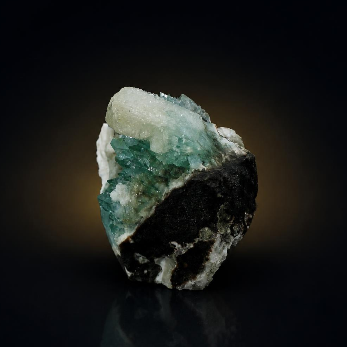 Green Apophyllite with Stilbite on Zeolite Matrix – Natural Mineral Specimen