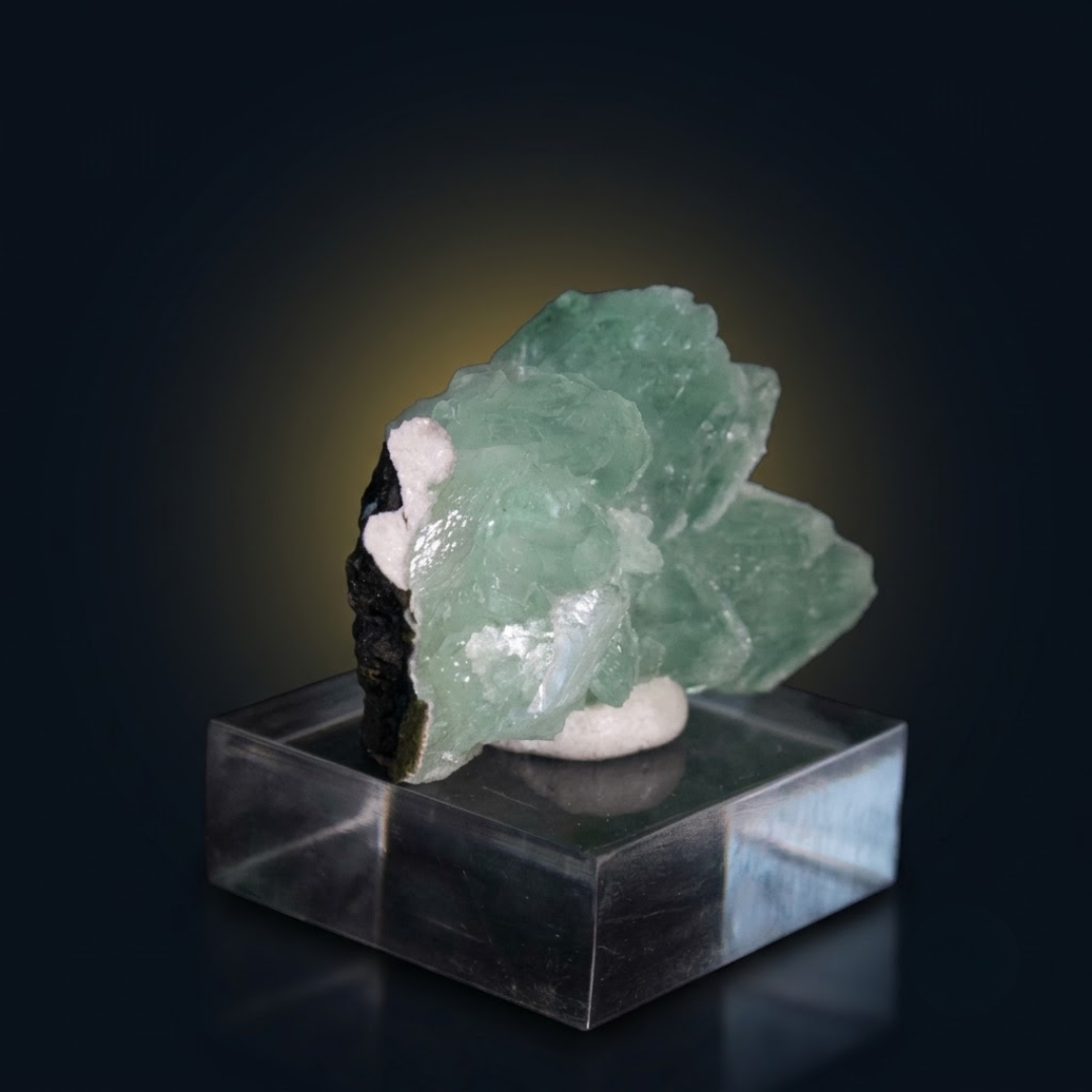 Natural Green Apophyllite Crystal Matrix – Mineral Specimen from India