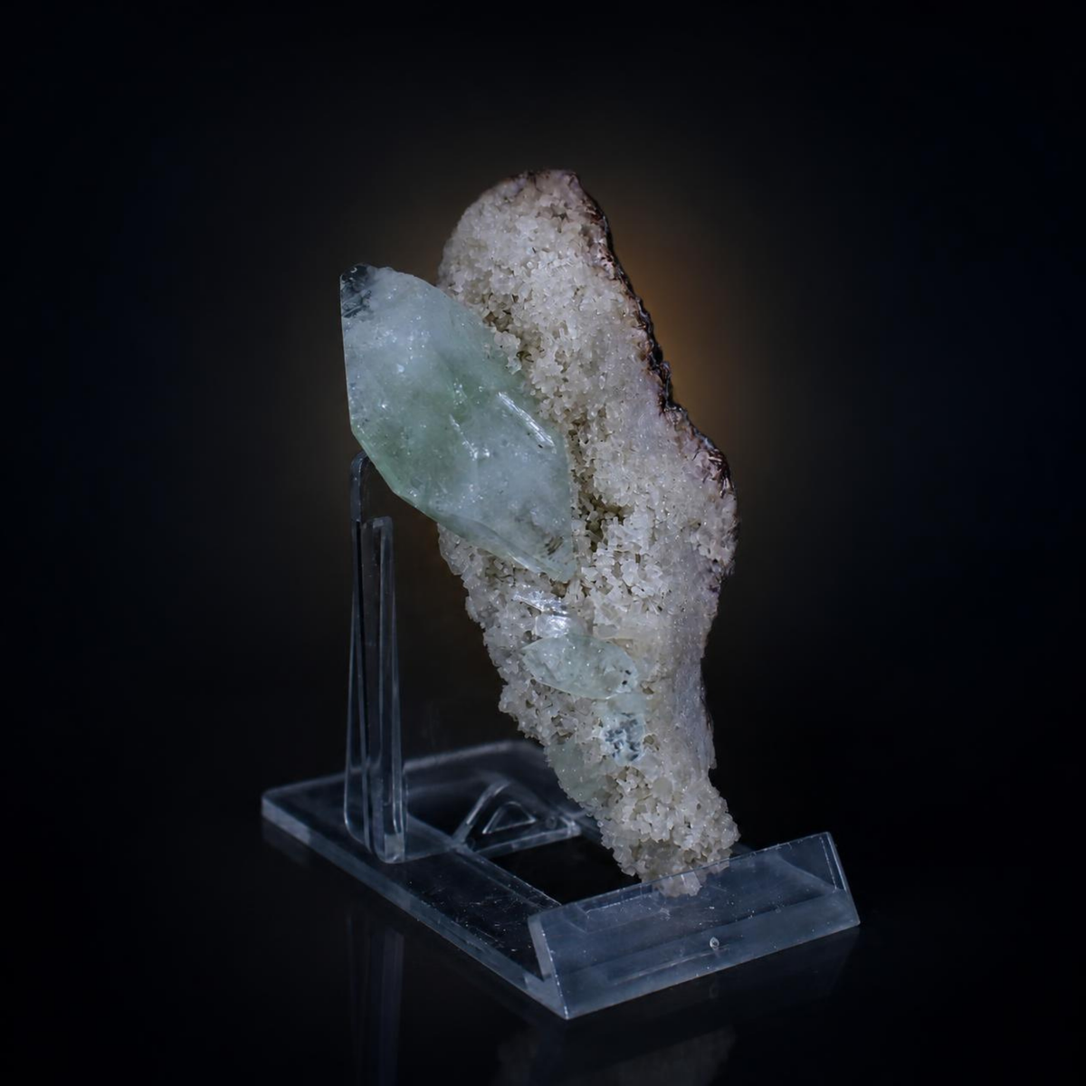 Green Apophyllite Crystal on Stilbite Matrix 9×4×3 cm | 60g