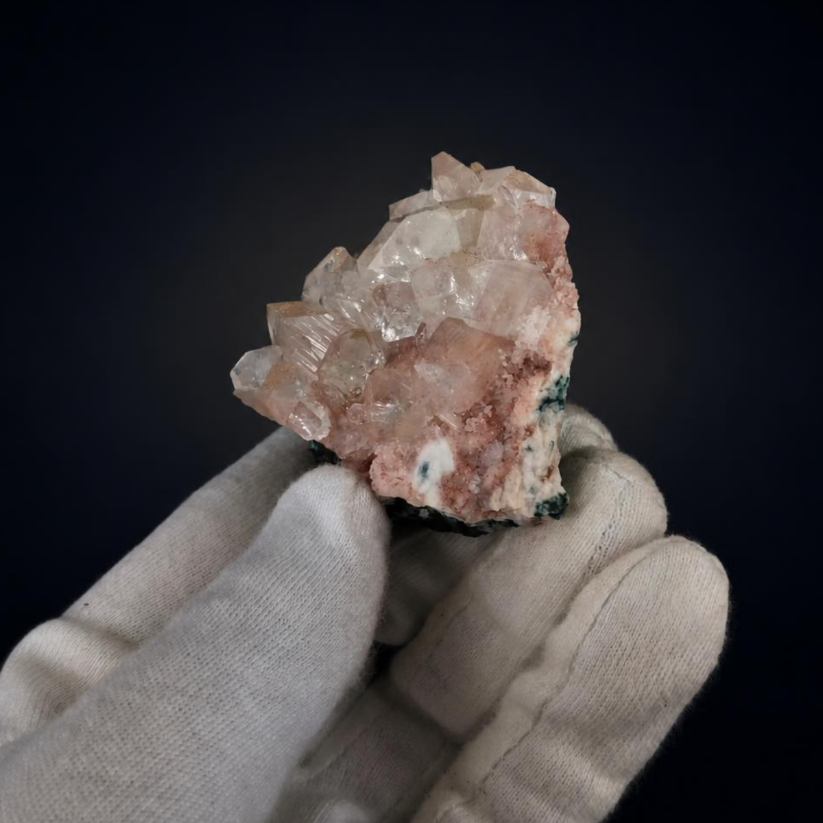 Pink Apophyllite on Chalcedony Crystal Cluster 7×6×4 cm | 90g