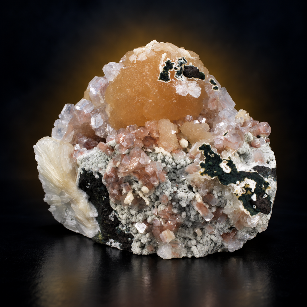 Natural Heulandite &amp; Stilbite Crystals on Chalcedony – 1500g