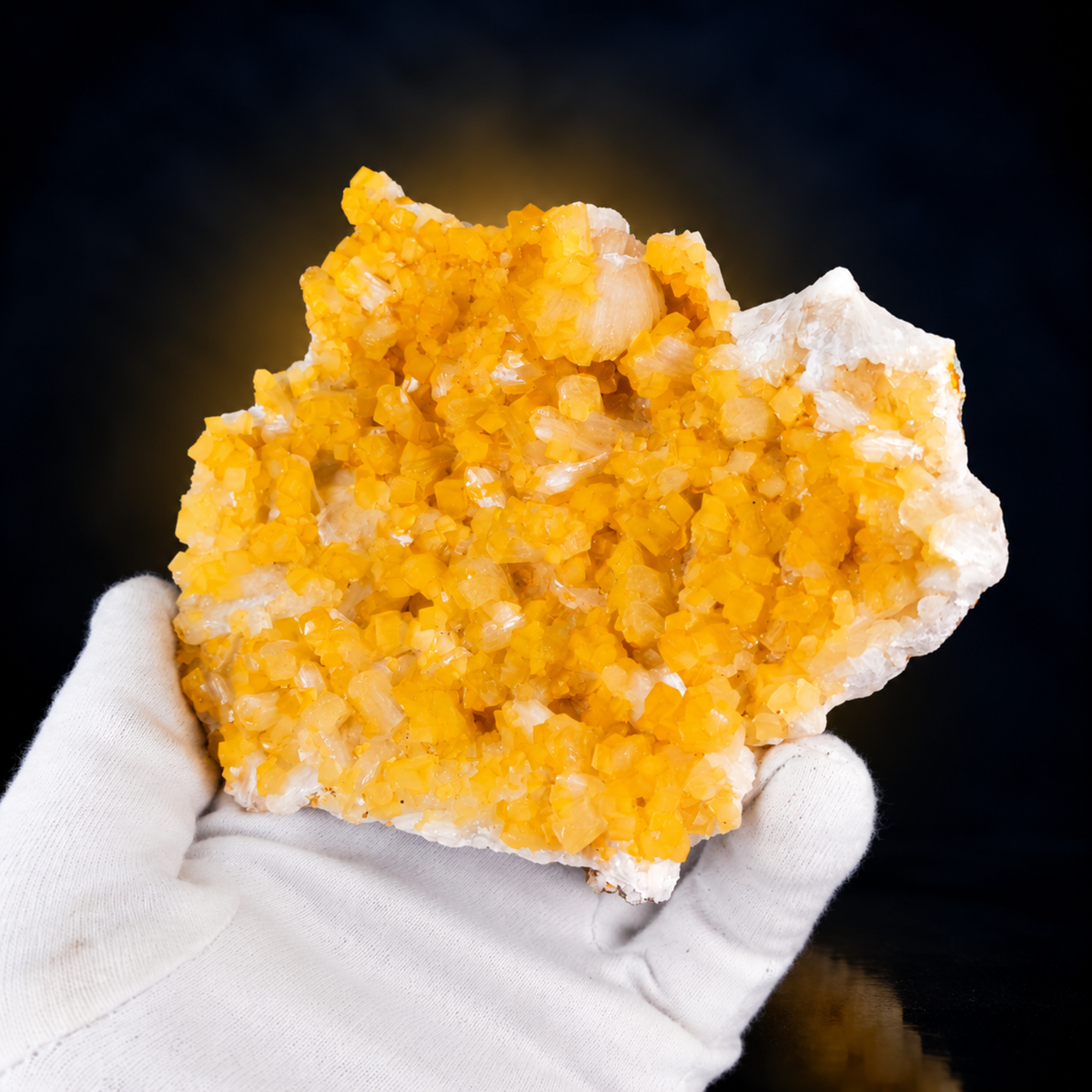 Natural Orange Calcite with  Stilbite Crystal Cluster 180 g
