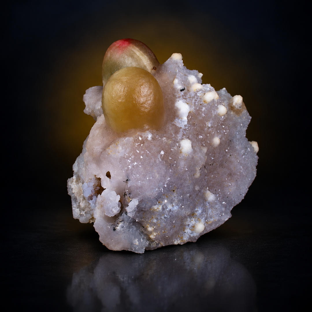 Fluorite Spheres on Crystalline Matrix – Natural Mineral Specimen