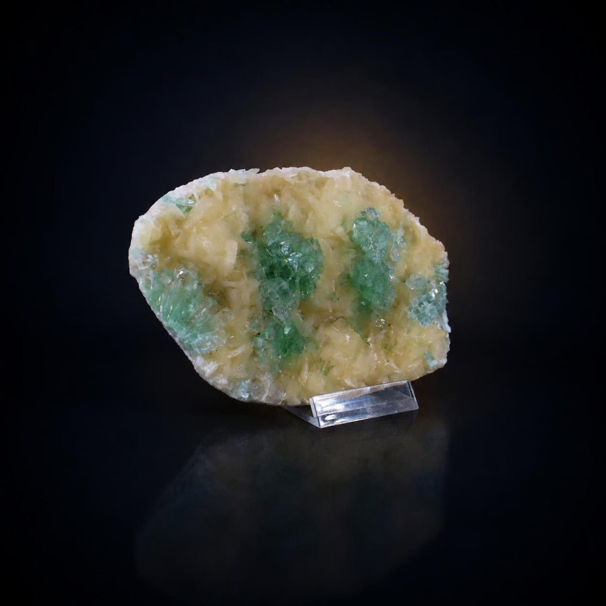 Natural Green Apophyllite with Stilbite Crystal Matrix Mineral Specimen from India 360 gm  14 × 10 × 2 cm