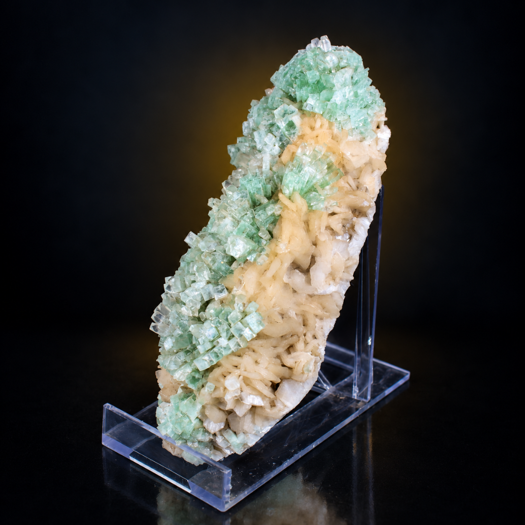 Green Apophyllite with Stilbite – Natural Mineral Specimen