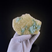 Natural Green Apophyllite with Stilbite Crystal Matrix Mineral Specimen from India 290 gm 13 × 9 × 3 cm