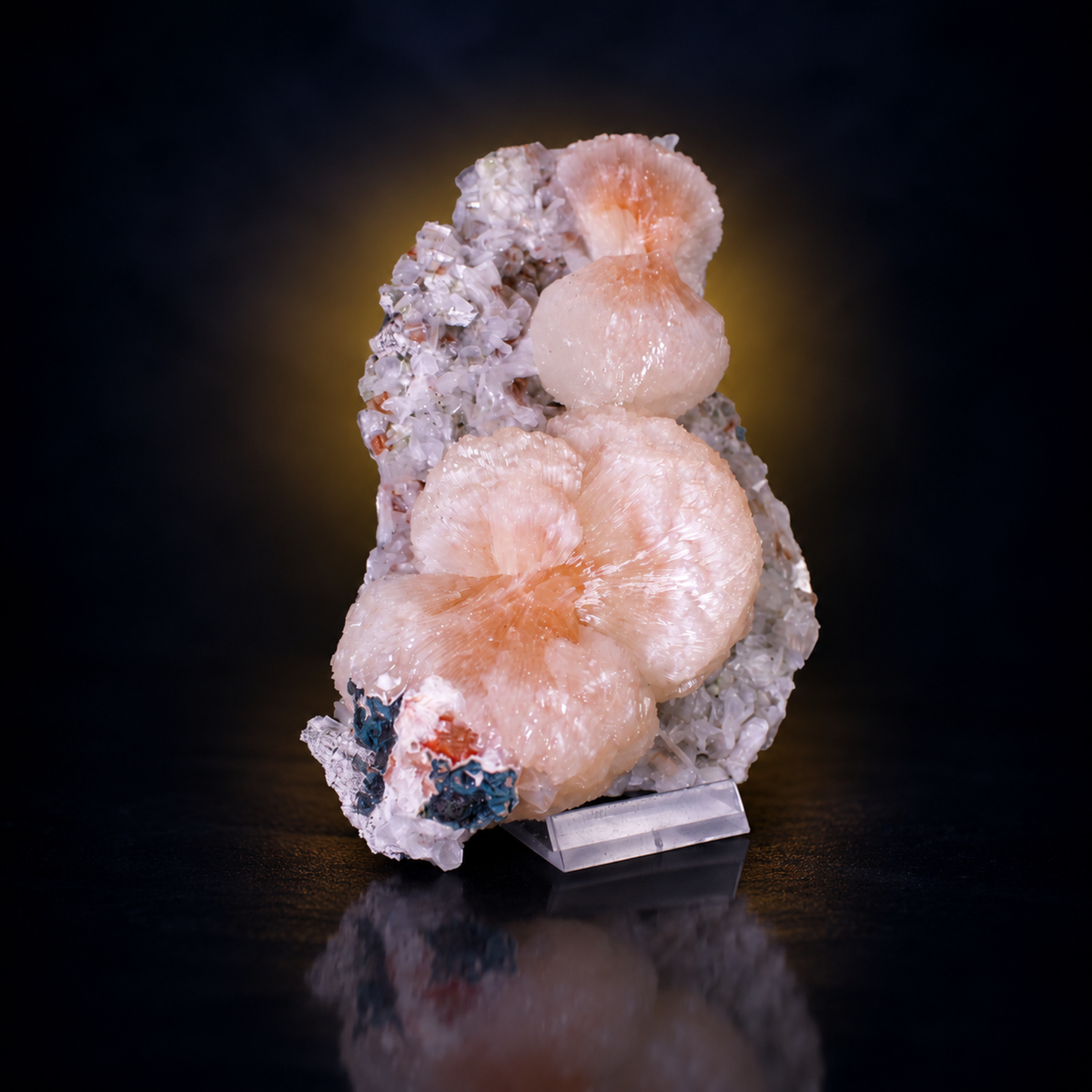 Natural Peach Pink Stilbite with White Apophyllite Crystal Cluster – 80 g