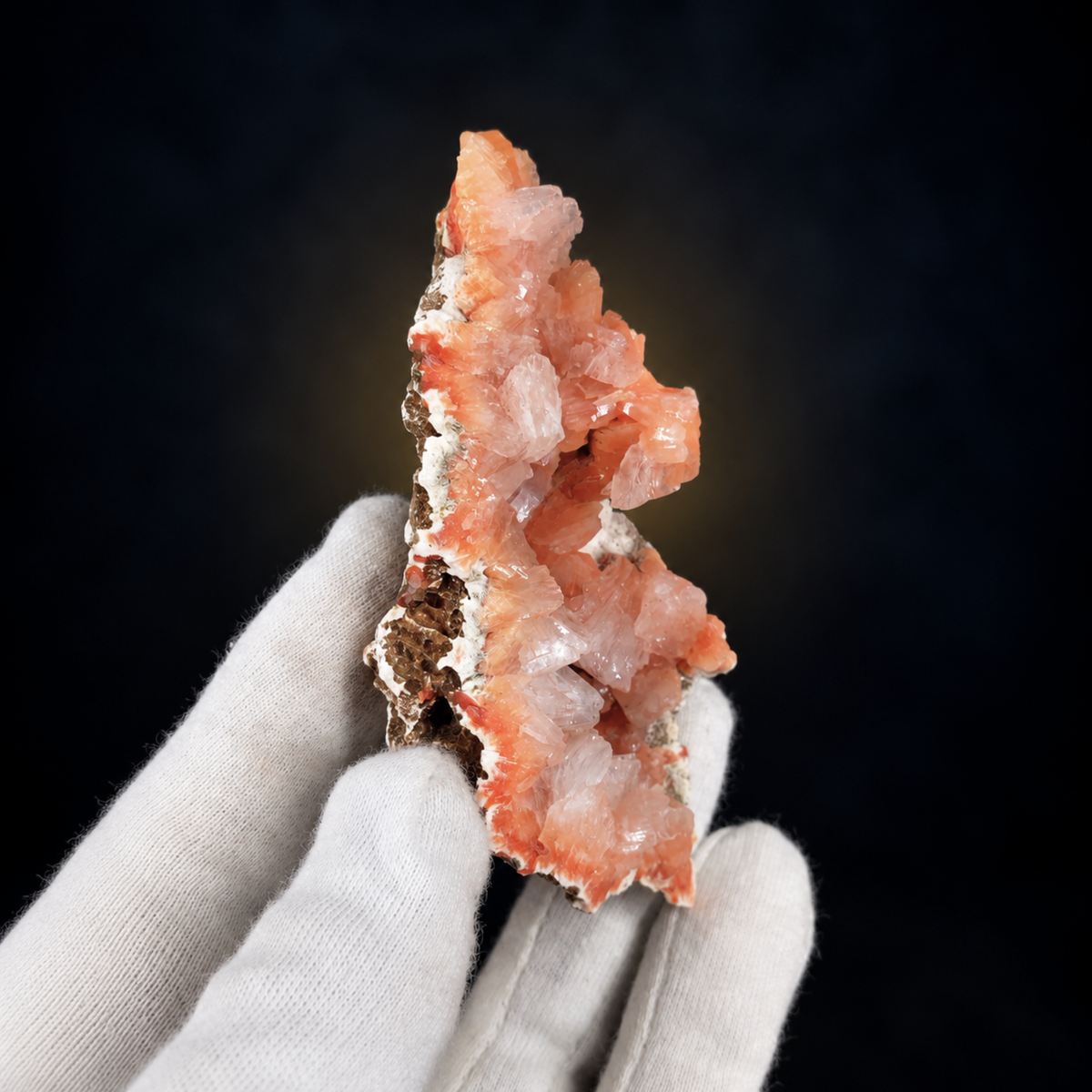 Natural Orange Stilbite Crystal Cluster on Matrix – 90 g