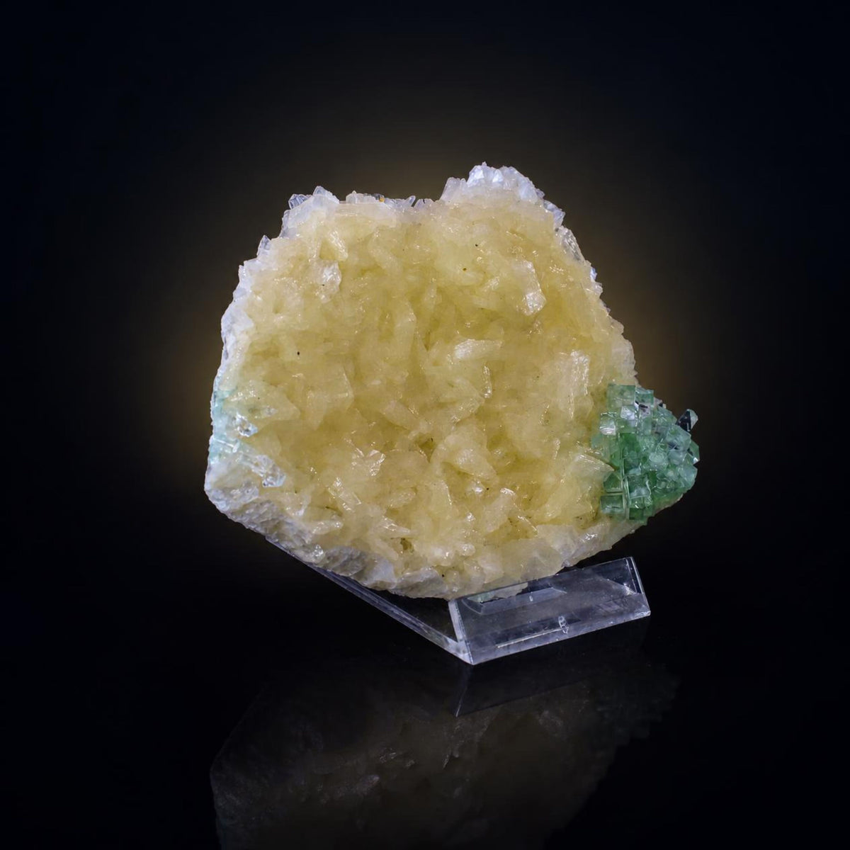 Natural Green Apophyllite with Stilbite Crystal Matrix Mineral Specimen from India 260 gm 10 × 8 × 2 cm