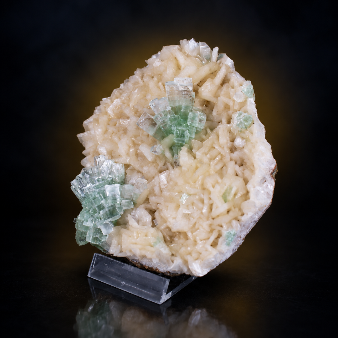 Green Apophyllite with Heulandite – Natural Mineral Specimen