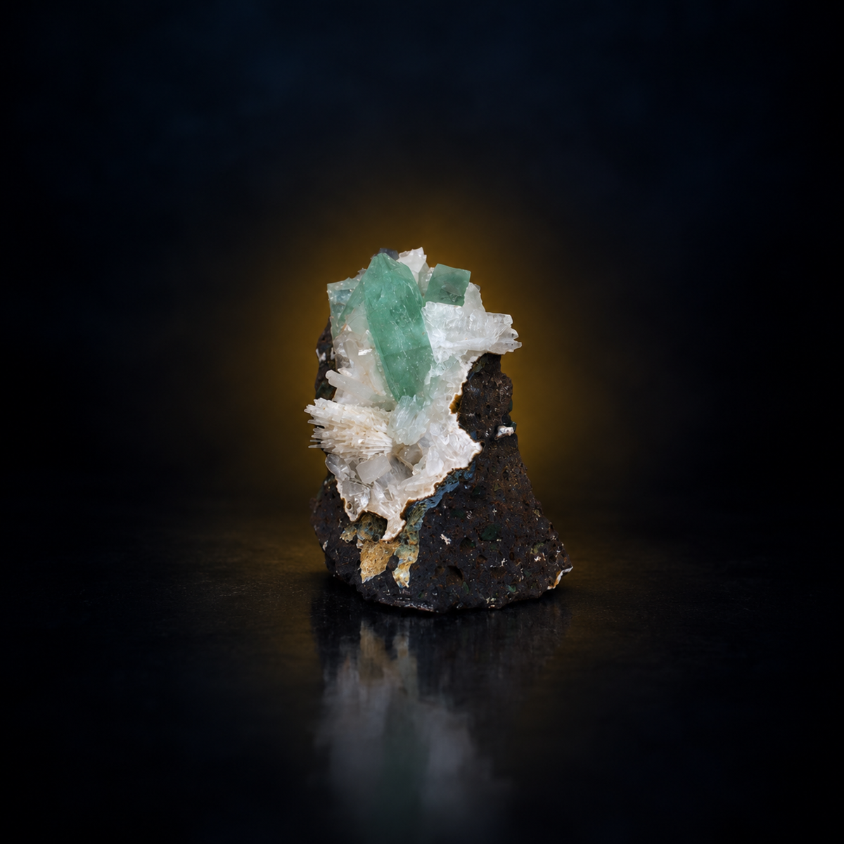 Natural Green Apophyllite with Stilbite and Heulandite Matrix – 70 g