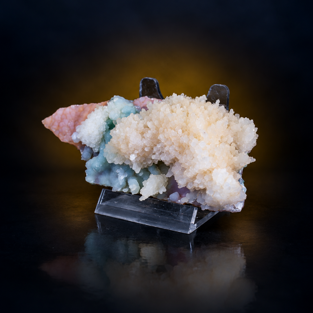 Natural Scolecite with Chalcedony &amp; Heulandite Mineral Specimen – 80g