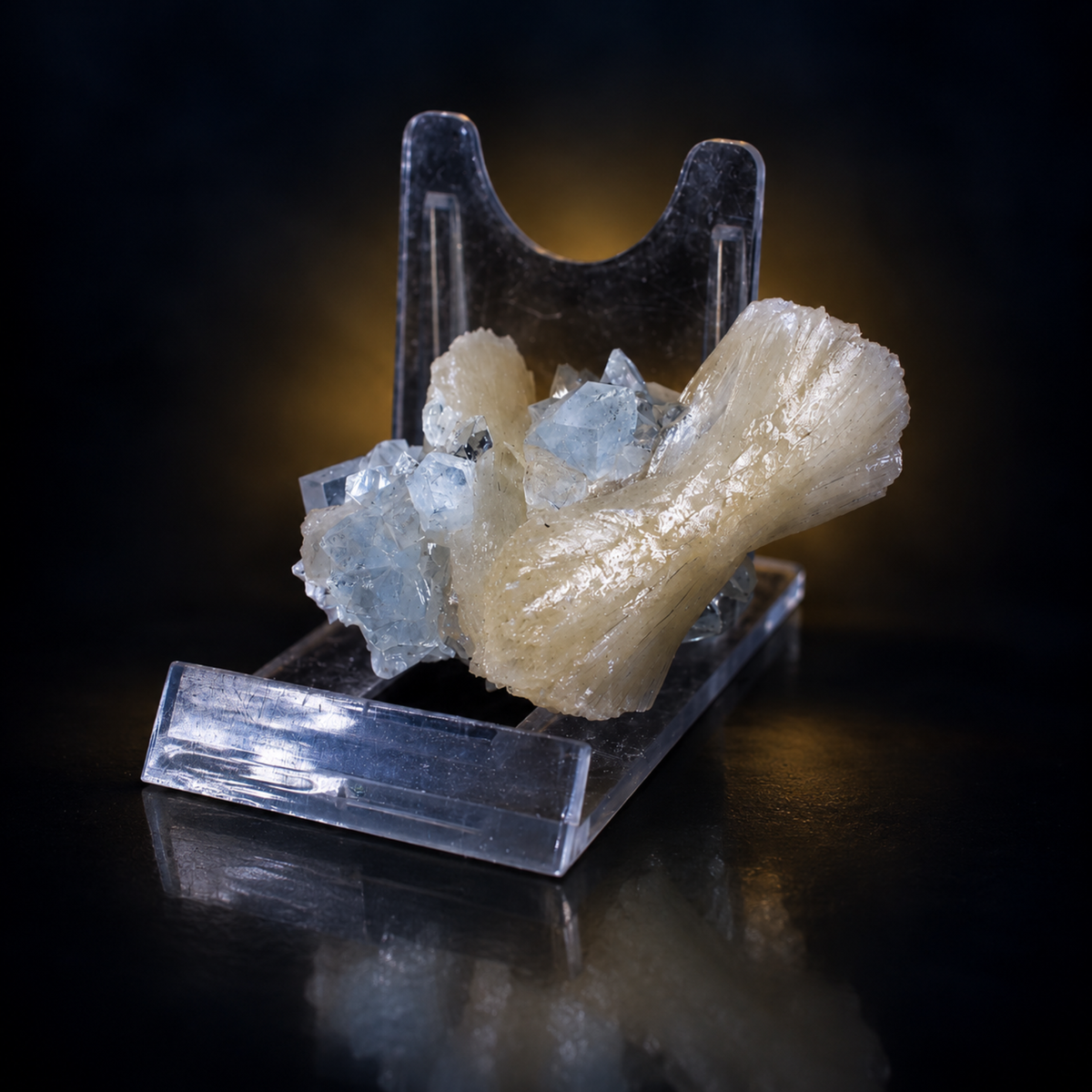 Natural Stilbite with Apophyllite Crystal Cluster – 40 g