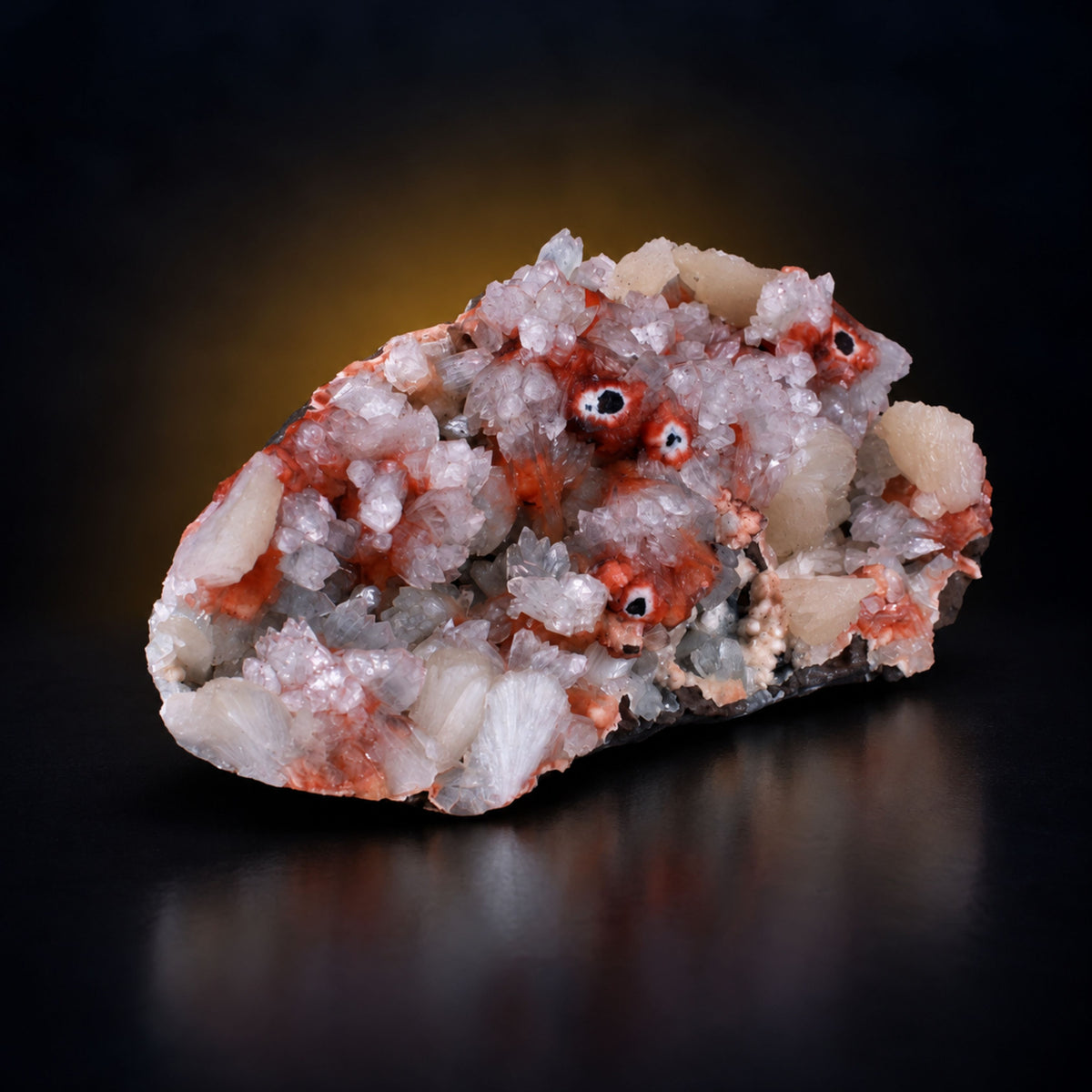 Apophyllite with Stilbite on Dark Rocky Matrix · 510 g · 16 × 9 × 5 cm
