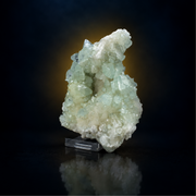 green Apophyllite crystals growing with white Stilbite and Heulandite