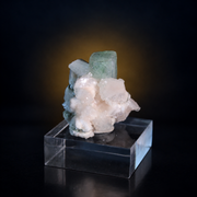 Natural Green Apophyllite Cube with Heulandite Crystal Matrix – Mineral Specimen from India