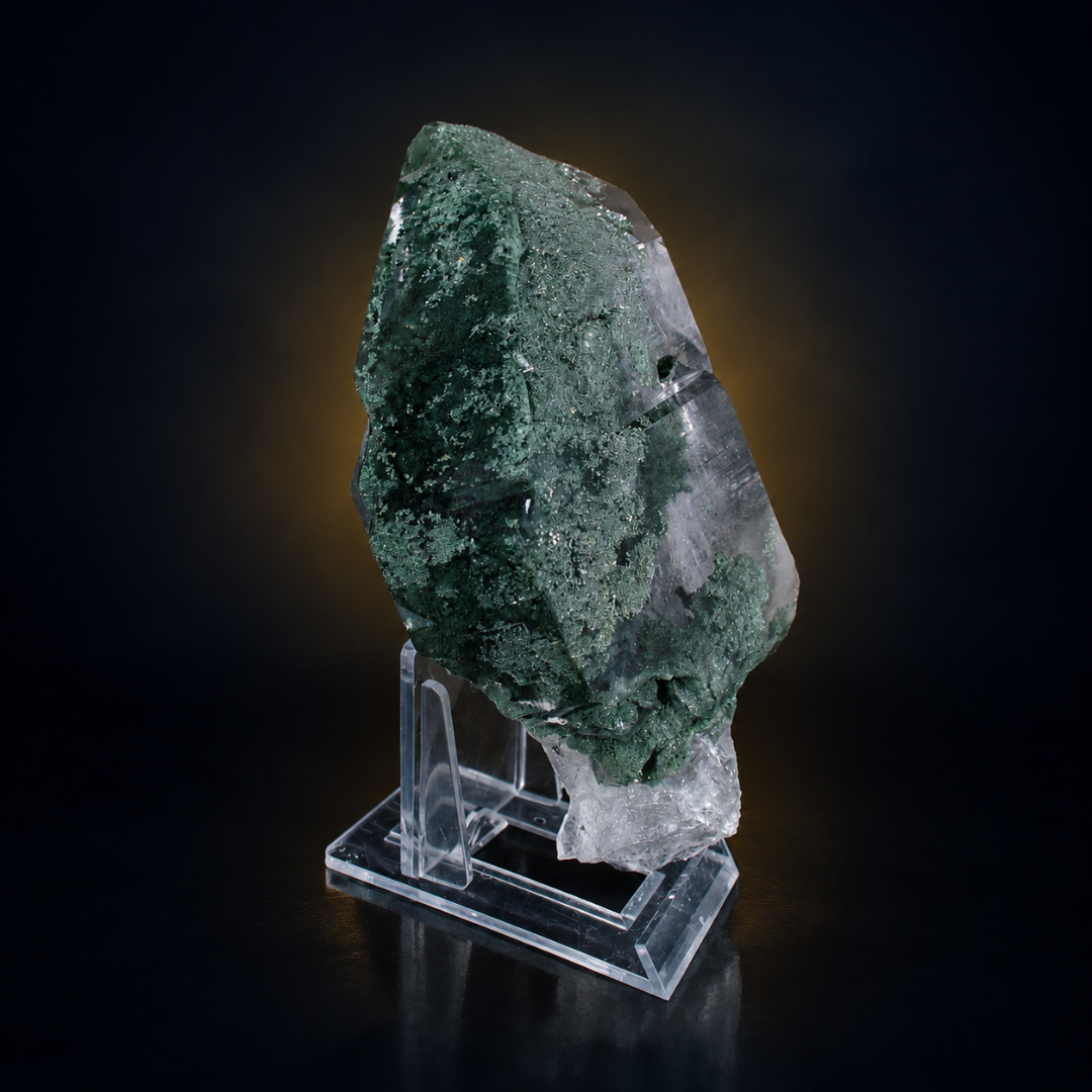 Natural Green Chlorite Himalayan Quartz Crystal – Mineral Specimen from India
