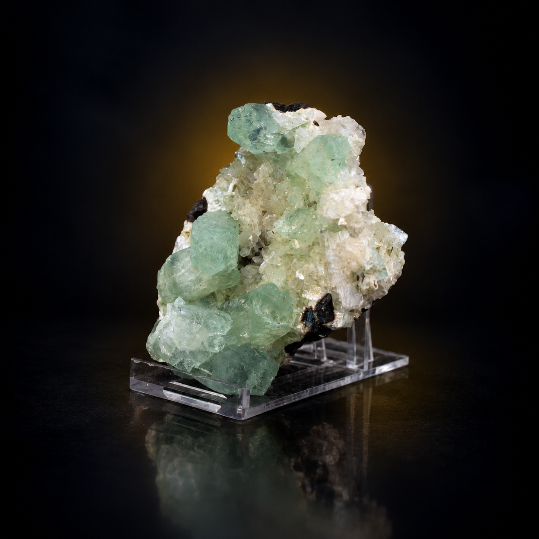 Natural Green Apophyllite with Stilbite Mineral Specimen – 130g