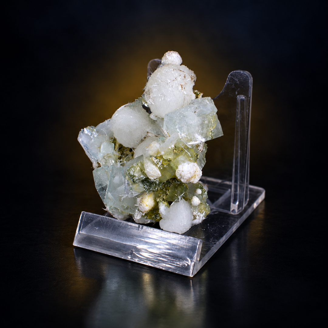 Natural Apophyllite with Heulandite &amp; Okenite Mineral Specimen – 40g
