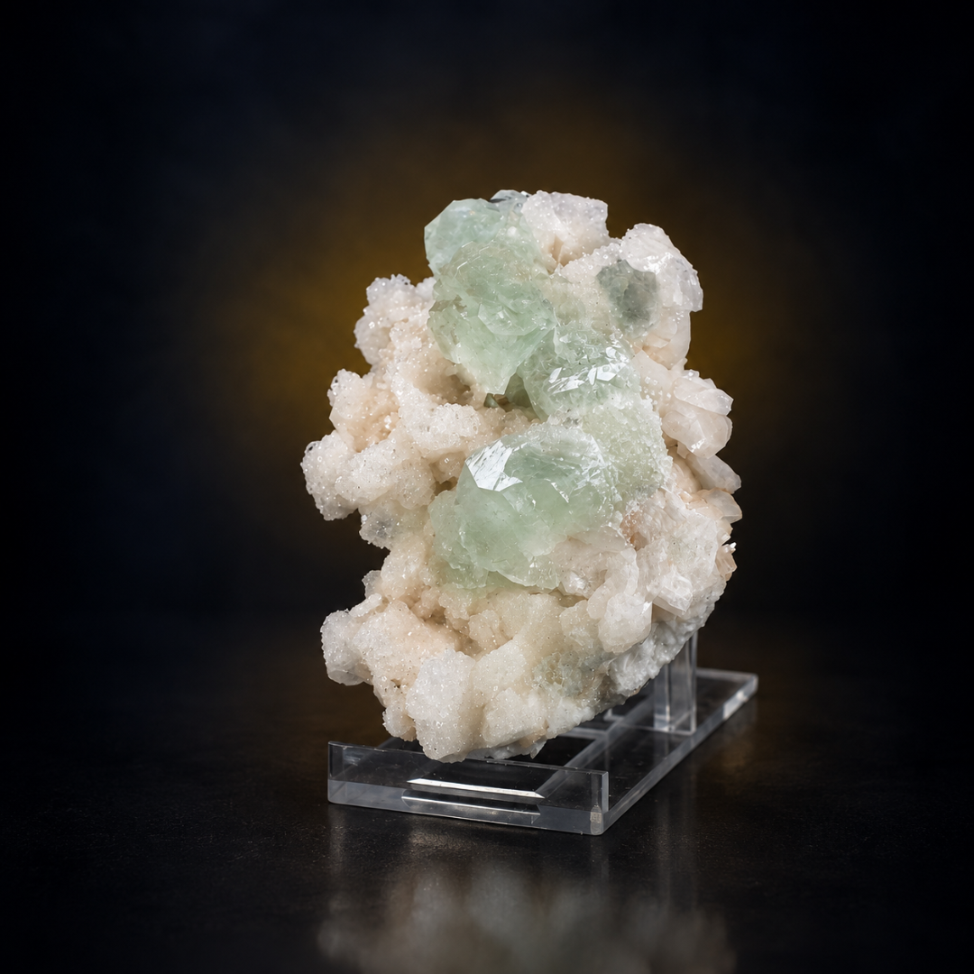 Natural Green Apophyllite with Stilbite Mineral Specimen – 100g