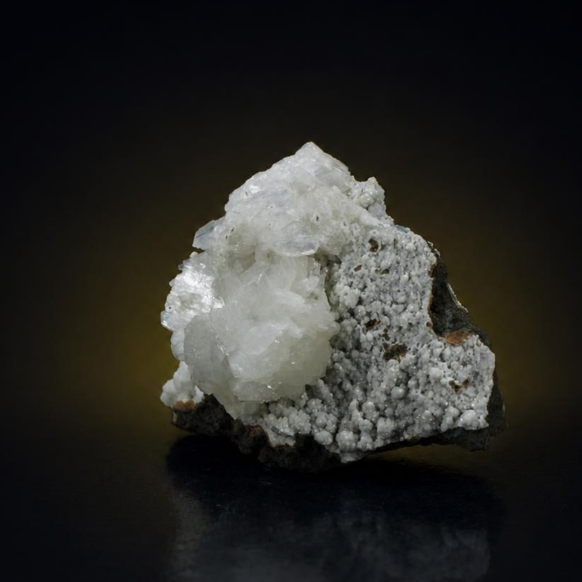 White Apophyllite with Stilbite on Rock Matrix – Natural Mineral Specimen