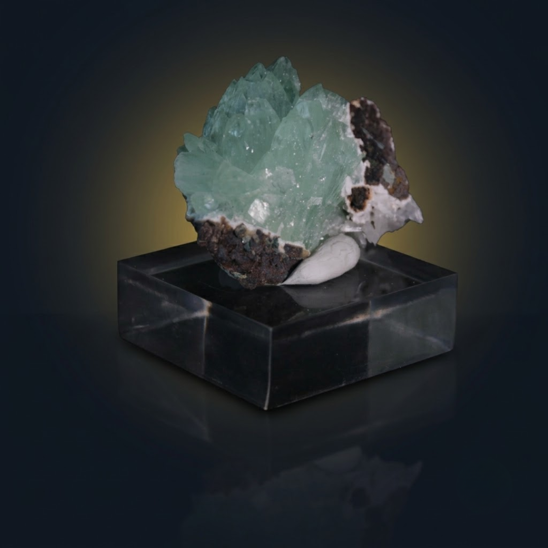 Natural Green Apophyllite Crystal Matrix – Mineral Specimen from India