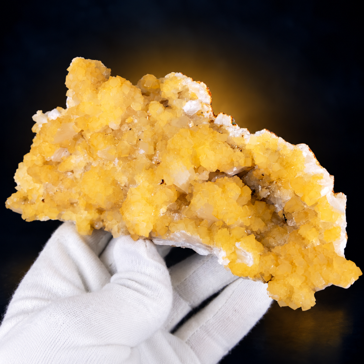 Natural Orange Calcite with White Stilbite Crystal Cluster – 350 g