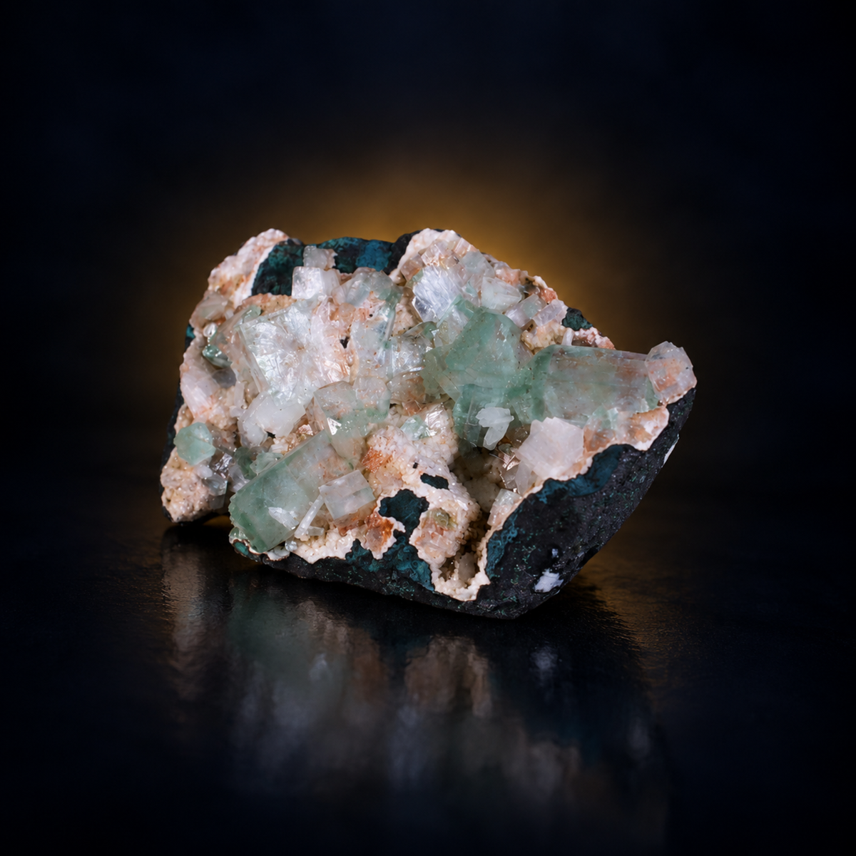 Natural Green Apophyllite with Stilbite and Heulandite Matrix – 170 g