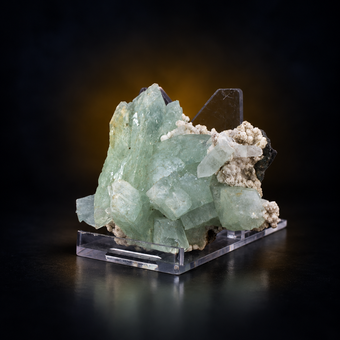 Natural Green Apophyllite with Stilbite Mineral Specimen – 70g