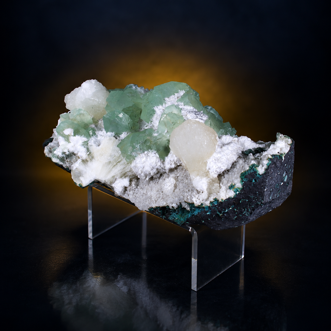 Green Apophyllite on White Matrix – Natural Mineral Specimen