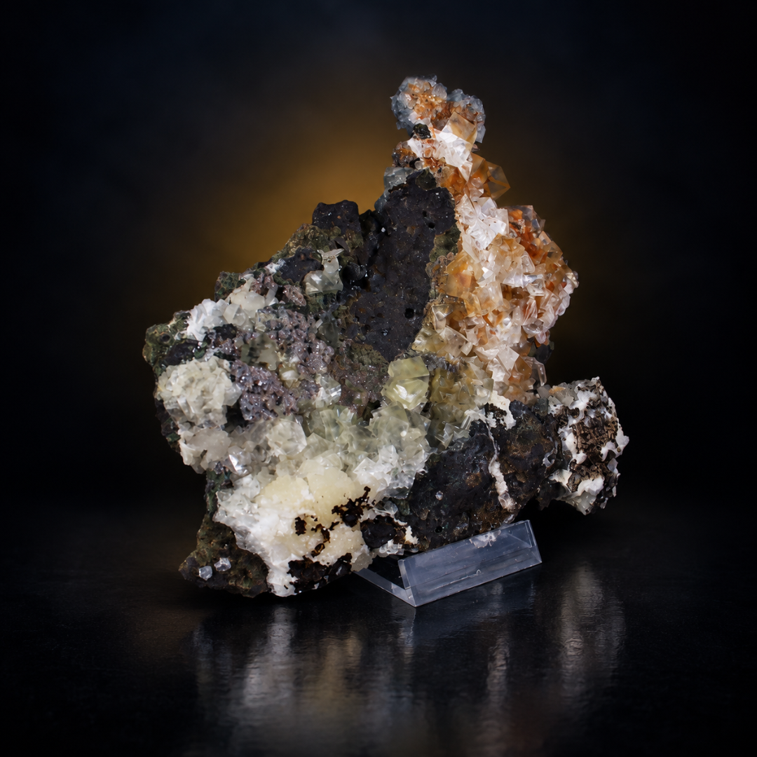 Calcite on Dark Matrix Rock – Natural Crystal Mineral Specimen