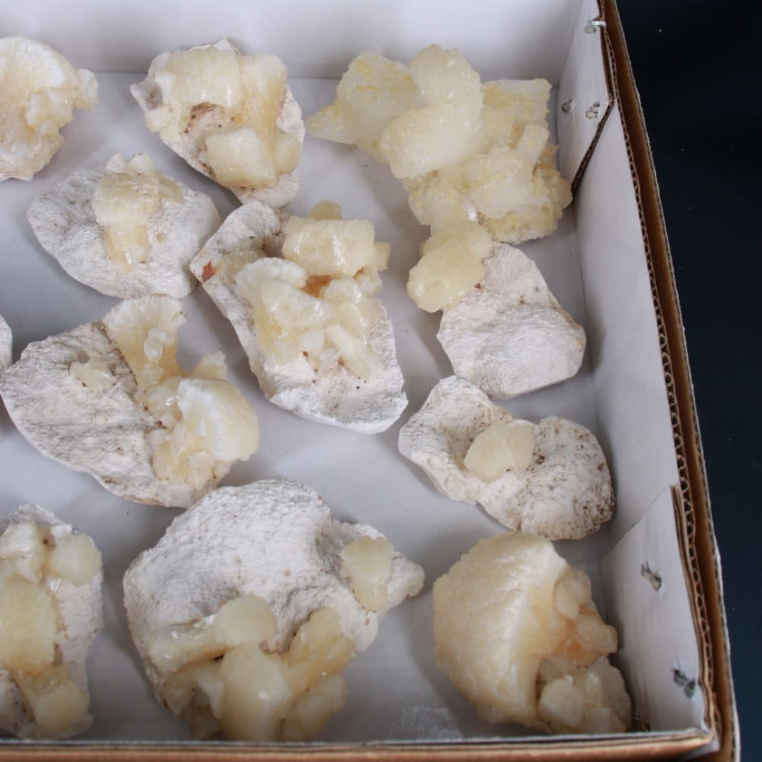 Natural Stilbite with Heulandite Crystal Lot – 16 PCS – Mineral Specimens from India