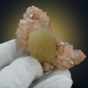 Natural Orange Stilbite Crystal Cluster with Calcite – 50g