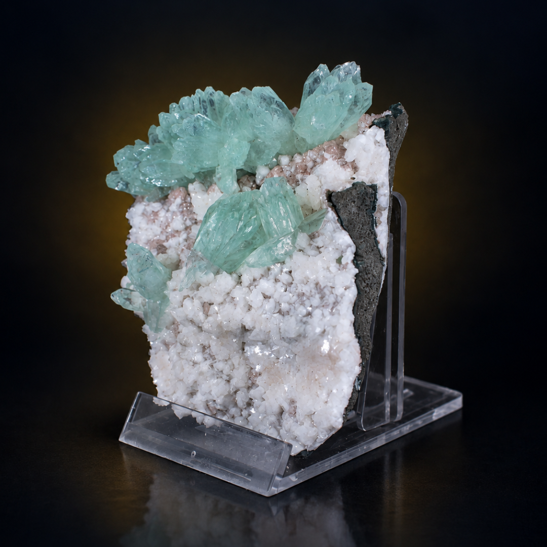 Green Apophyllite with Heulandite Matrix · 120 g · 9 × 7 × 4 cm · India