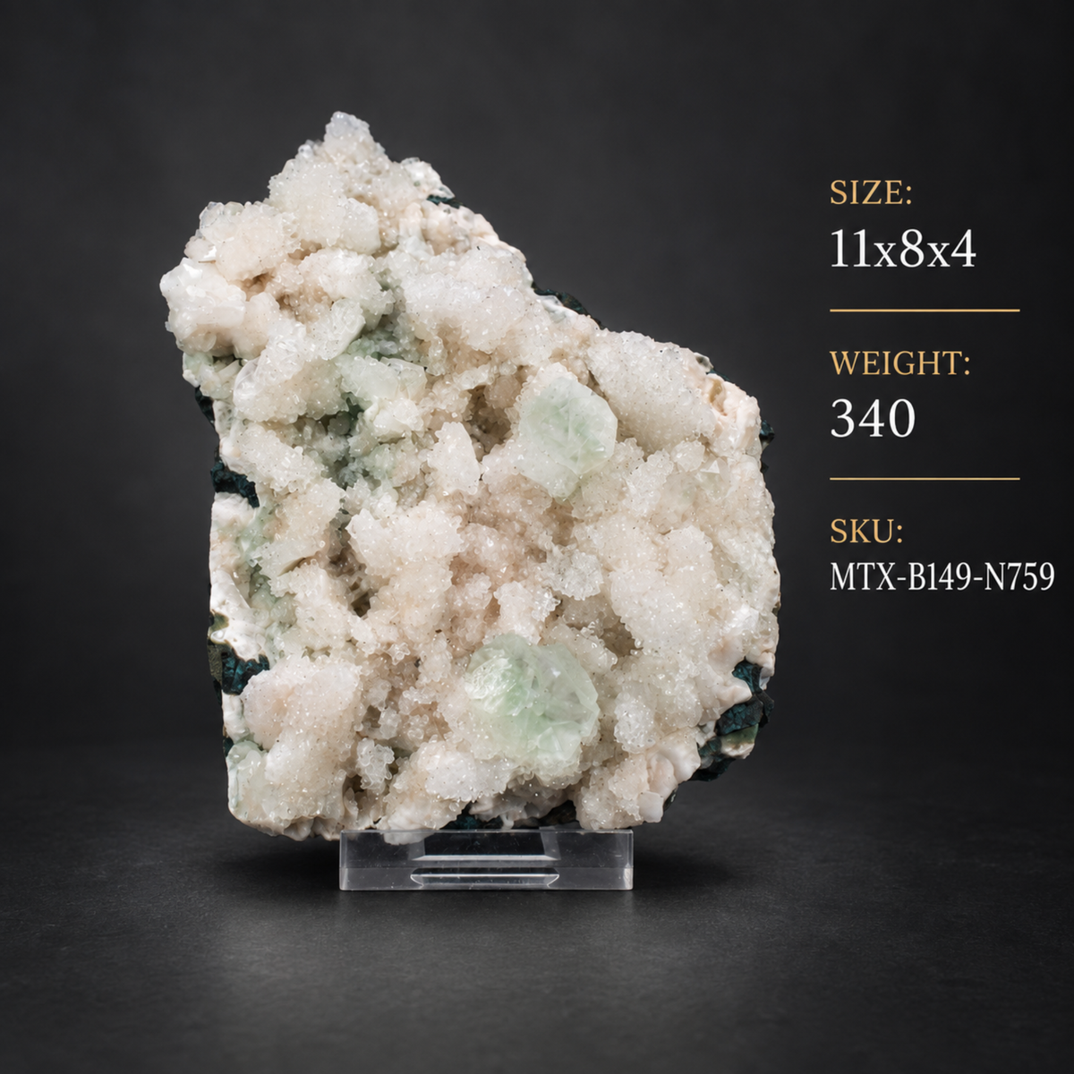 Green Apophyllite with Stilbite & Heulandite Crystal Specimen | 11×8×4 cm | 340g