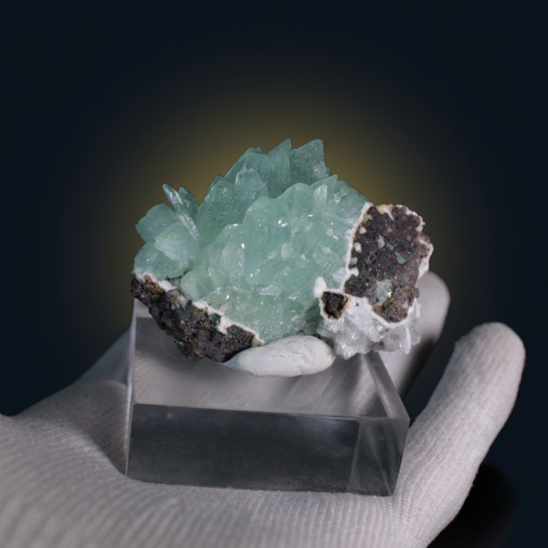 Natural Green Apophyllite Crystal Matrix – Mineral Specimen from India