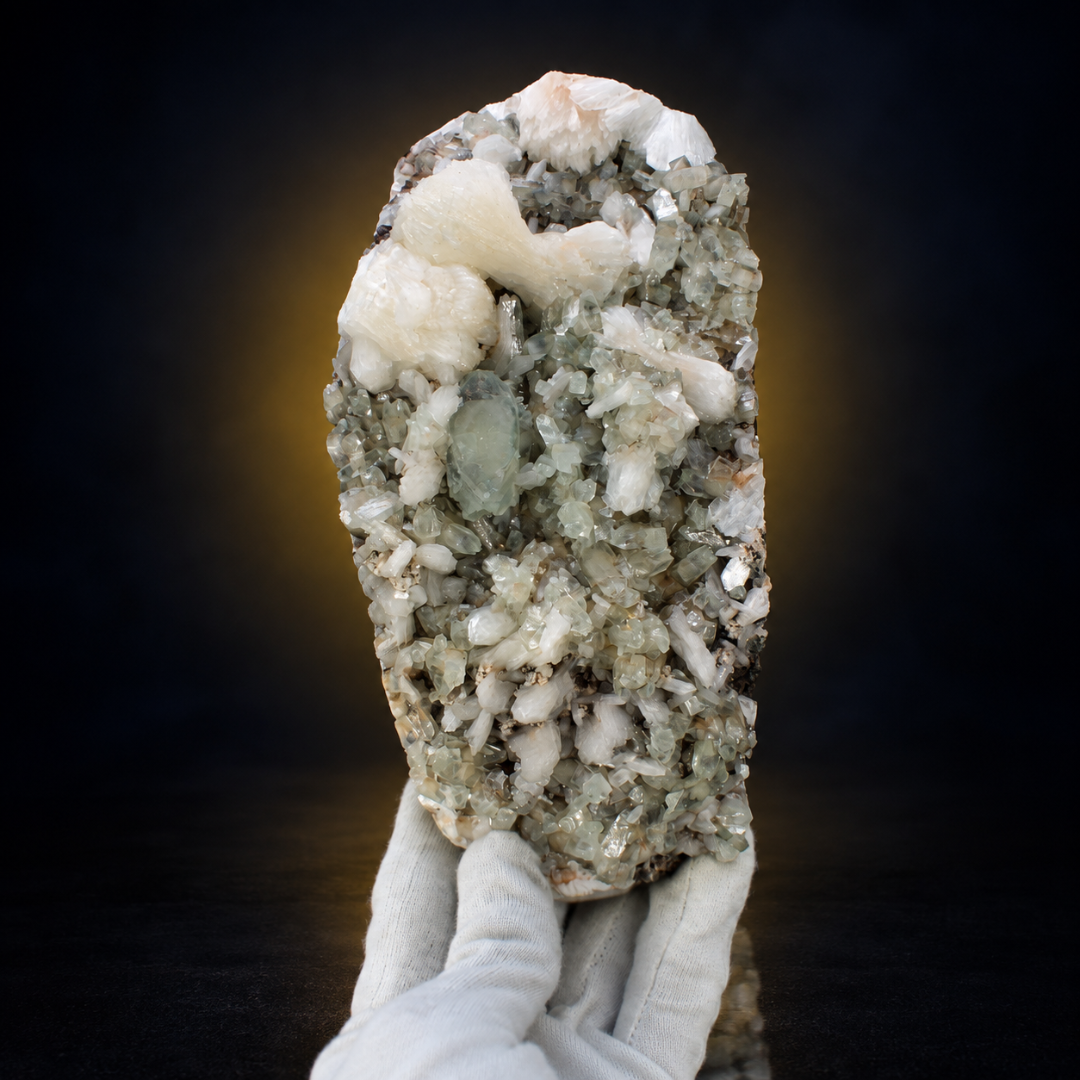 Natural Green Apophyllite with Heulandite Matrix Scolecite