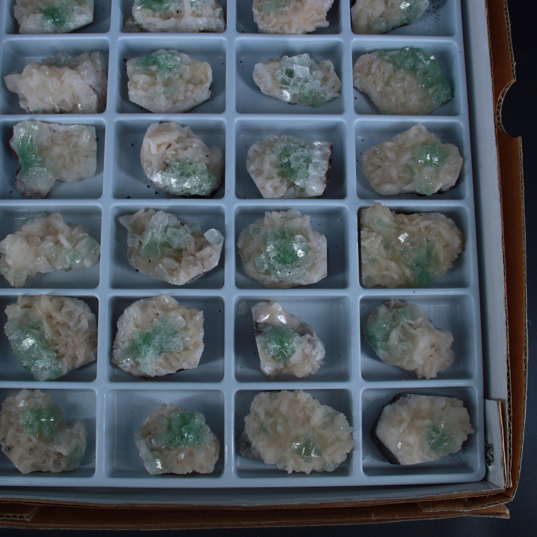 Natural Apophyllite with Heulandite Matrix Mineral Specimen Lot – 32 Pieces from India
