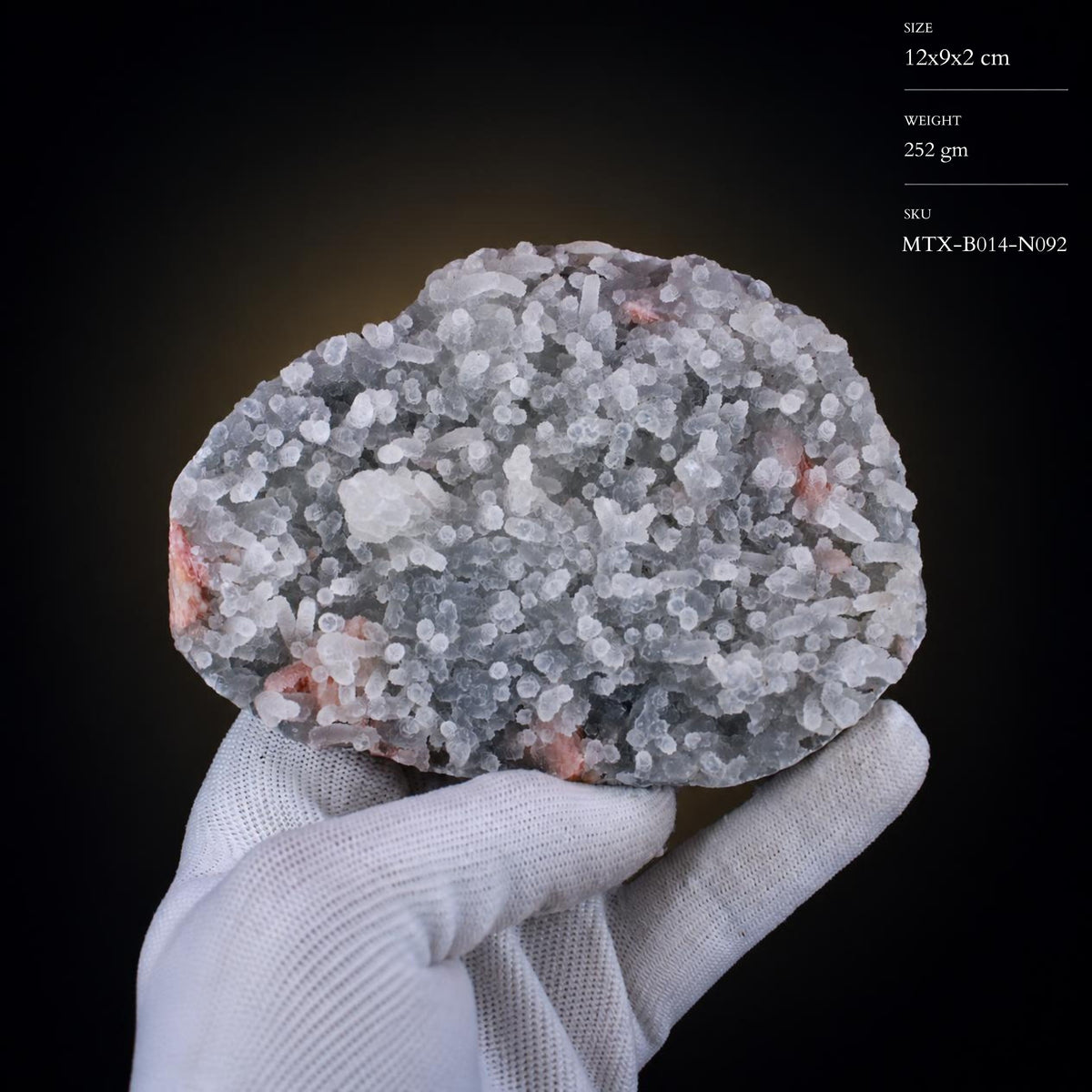 Natural Chalcedony Crystal Matrix Mineral Specimen from India 252 gm 12 × 9 × 2 cm